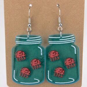 Acrylic Bottle Of Jelly Fish Design Dangle Earrings Fashion Jewelry